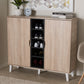 baxton studio adelina mid century modern 2 door oak and grey wood shoe cabinet | Modish Furniture Store-2