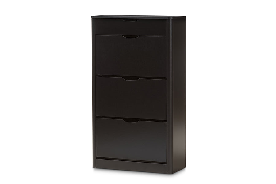 baxton studio cayla modern and contemporary black wood shoe cabinet | Modish Furniture Store-7