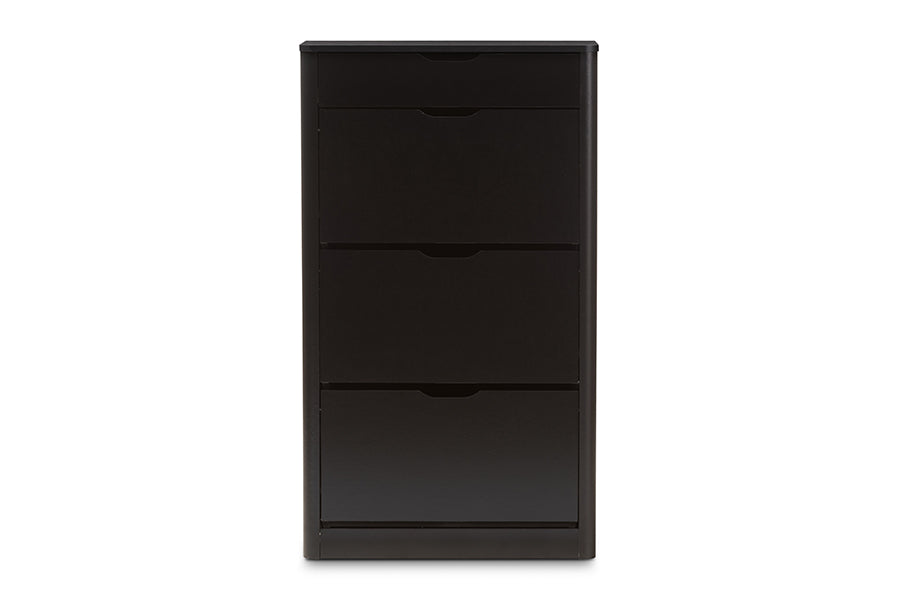 baxton studio cayla modern and contemporary black wood shoe cabinet | Modish Furniture Store-5
