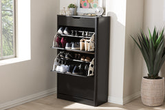 Baxton Studio Cayla Modern and Contemporary Black Wood Shoe Cabinet