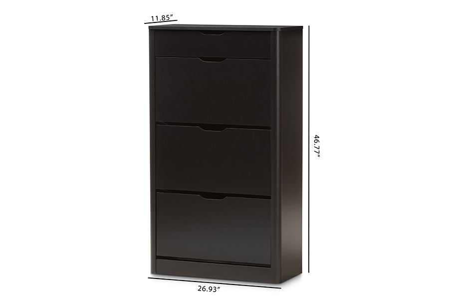 baxton studio cayla modern and contemporary black wood shoe cabinet | Modish Furniture Store-8