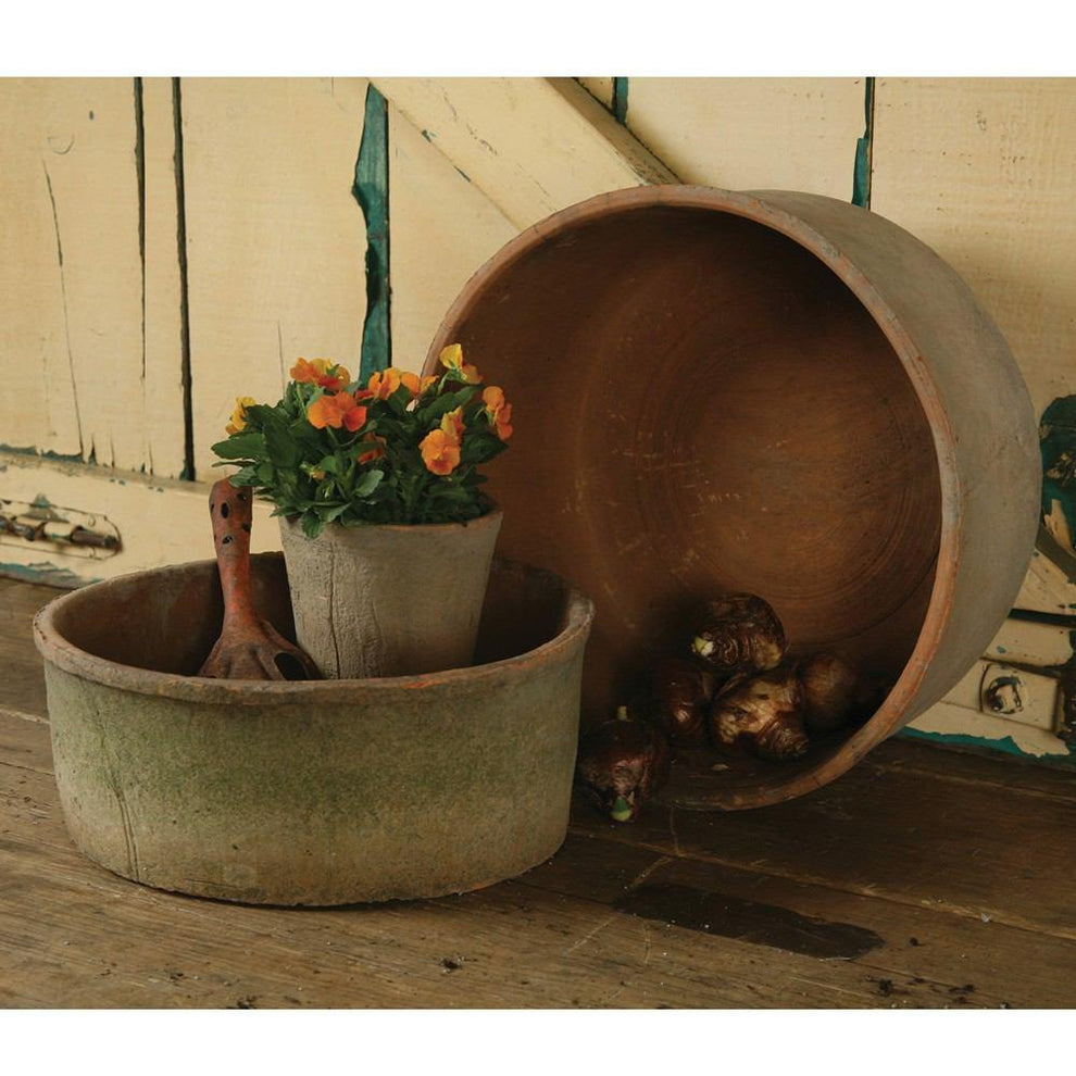 HomArt Rustic Terra Cotta Grande Cylinders - Set of 2 - Antique Red-3