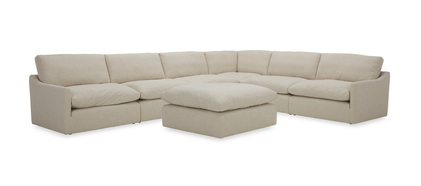 Divani Casa Fedora - Modern White Fabric Sectional Sofa w/ Ottoman-4