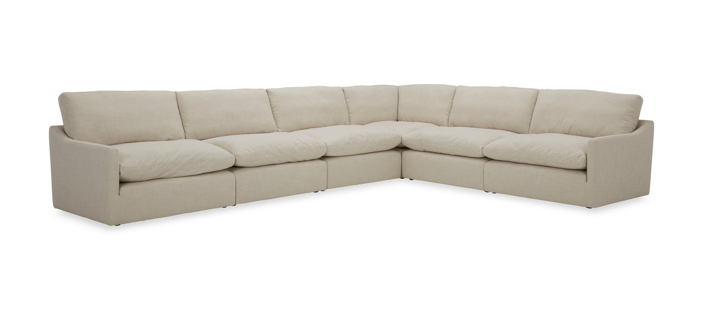 Divani Casa Fedora - Modern White Fabric Sectional Sofa w/ Ottoman-2