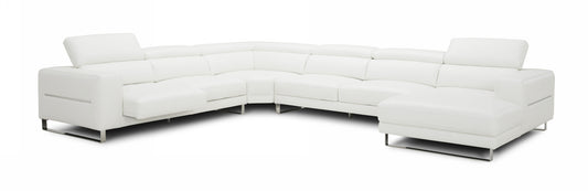 Divani Casa Hawkey - Contemporary White Full Leather Sectional | Modishstore | Sofas