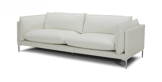Divani Casa Harvest - Modern White Full Leather Sofa | Modishstore | Sofas