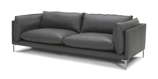 Divani Casa Harvest - Modern Grey Full Leather Sofa | Modishstore | Sofas