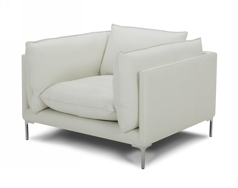 Divani Casa Harvest - Modern White Full Leather Chair | Modishstore | Lounge Chairs