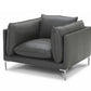 Divani Casa Harvest - Modern Grey Full Leather Chair | Modishstore | Lounge Chairs