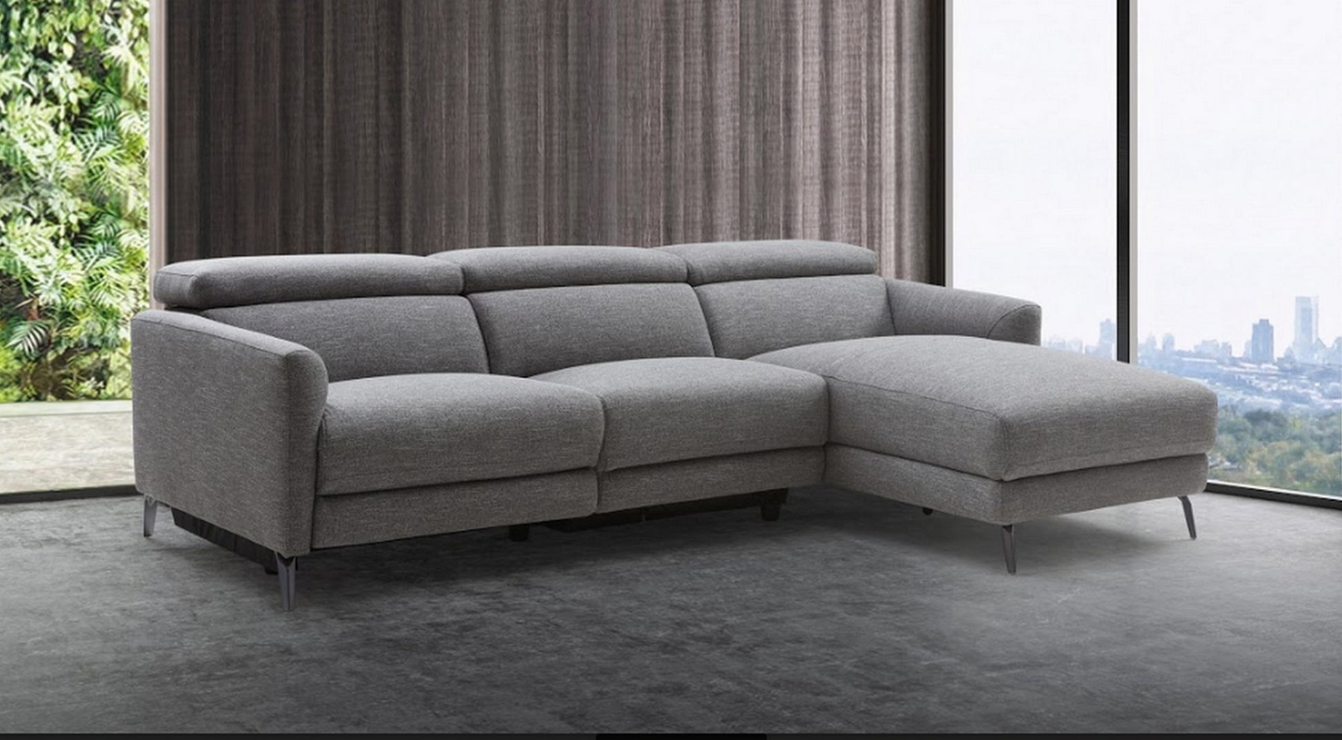 Divani Casa Lupita - Modern Grey Fabric Sectional with Right Facing Chaise-4