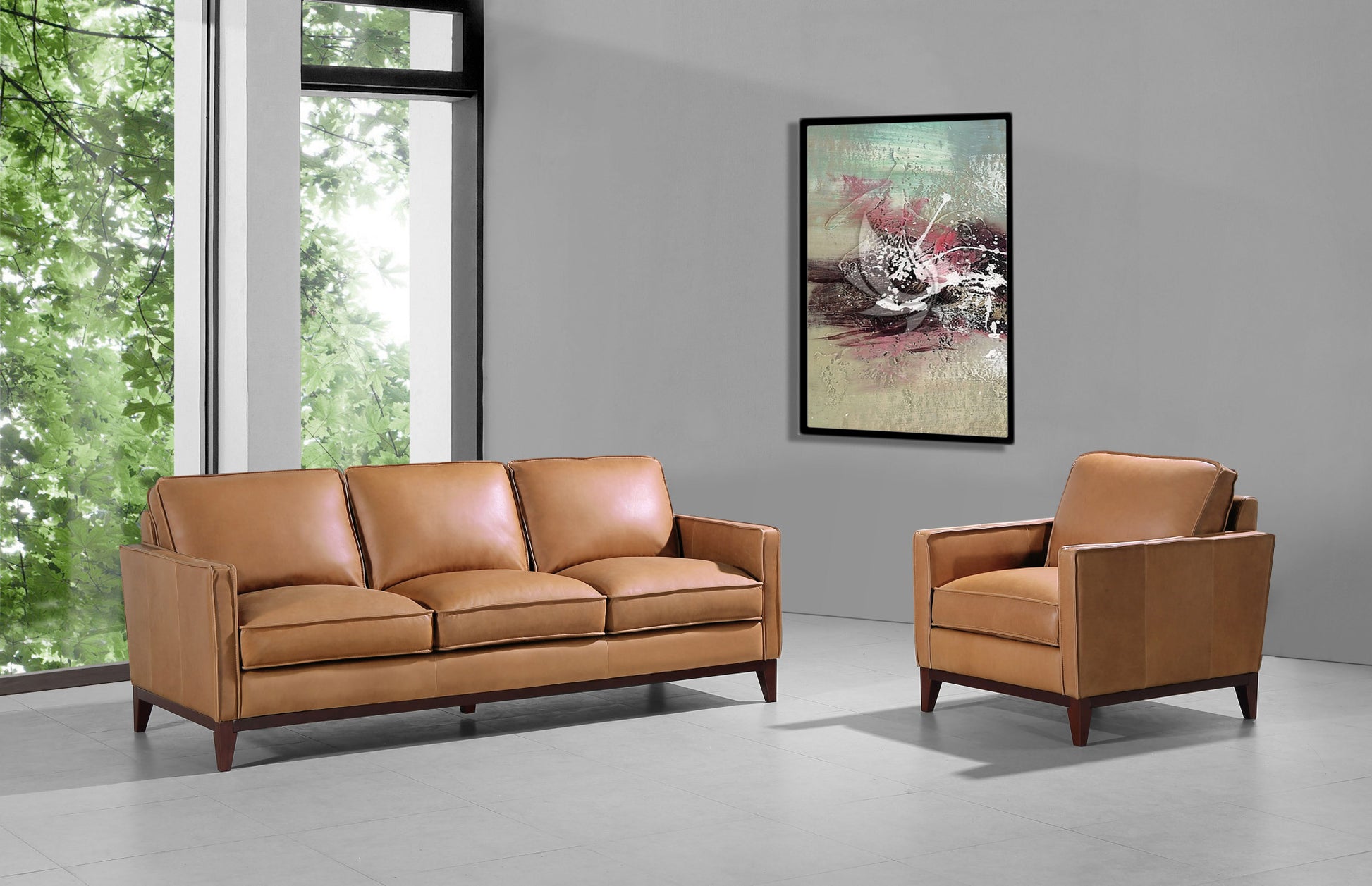 Divani Casa Naylor - Modern Brown Italian Leather Split Chair | Modishstore | Armchairs
