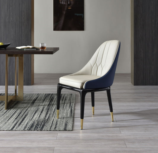Modrest Marco - Modern Glam Beige & Blue Dining Chair | Modishstore | Dining Chairs