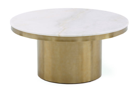 Modrest Rocky - Glam White & Gold Coffee Table | Modishstore | Coffee Tables