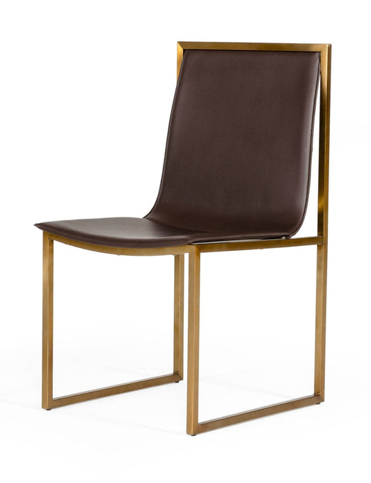 Modrest Dalton - Modern Brown Leatherette Dining Chair ( Set of 2 ) | Modishstore | Dining Chairs