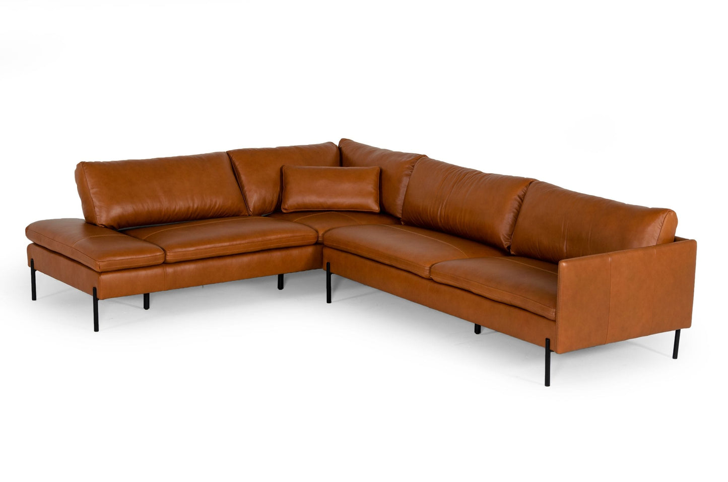 Divani Casa Sherry - Modern Cognac LAF Chaise Leather Sectional Sofa-3