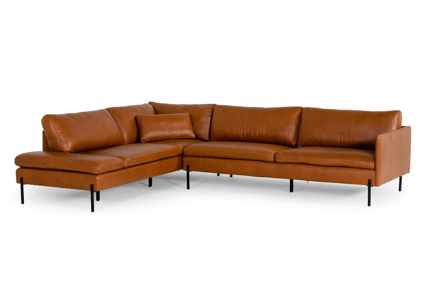 Divani Casa Sherry - Modern Cognac LAF Chaise Leather Sectional Sofa-2
