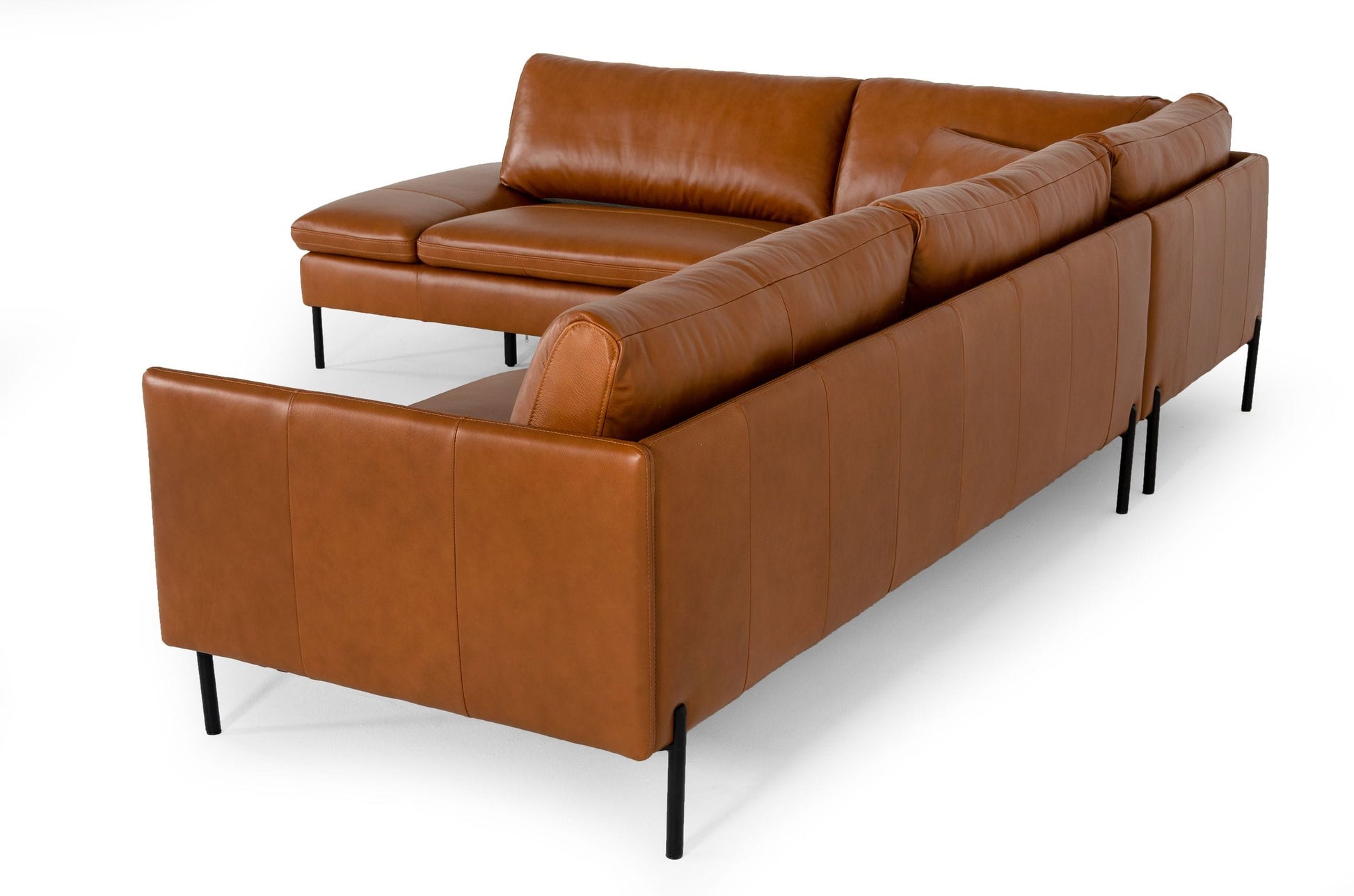 Divani Casa Sherry - Modern Cognac LAF Chaise Leather Sectional Sofa-5
