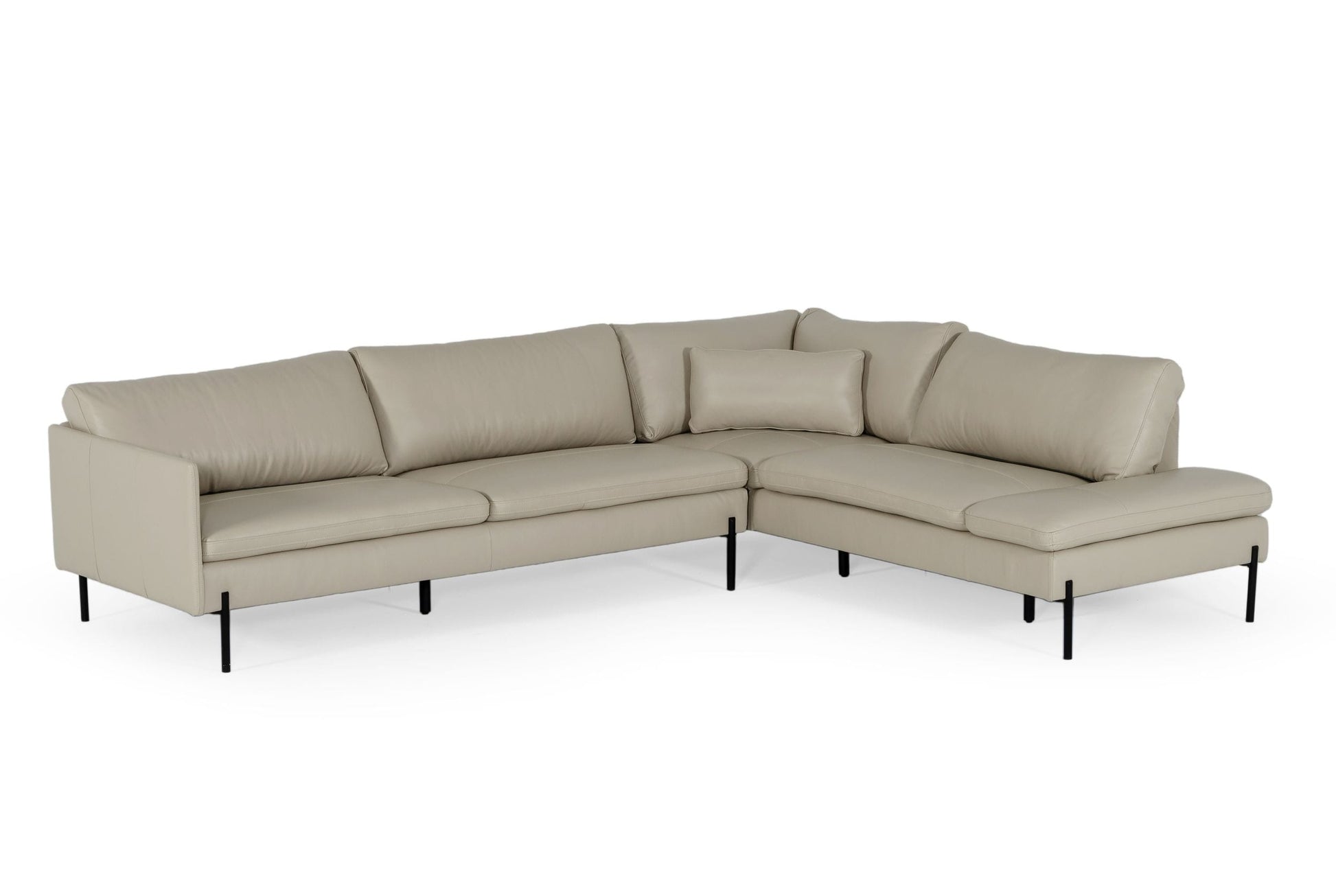 Divani Casa Sherry - Modern Grey RAF Chaise Leather Sectional Sofa | Sofas | Modishstore - 2