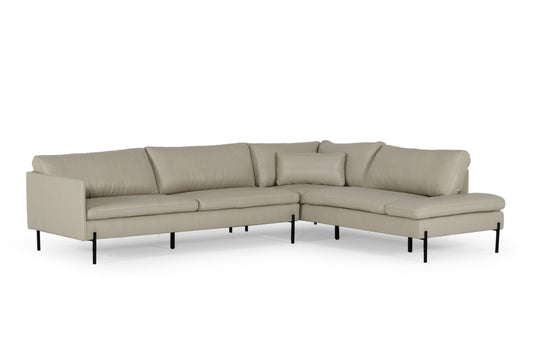 Divani Casa Sherry - Modern Grey RAF Chaise Leather Sectional Sofa | Sofas | Modishstore