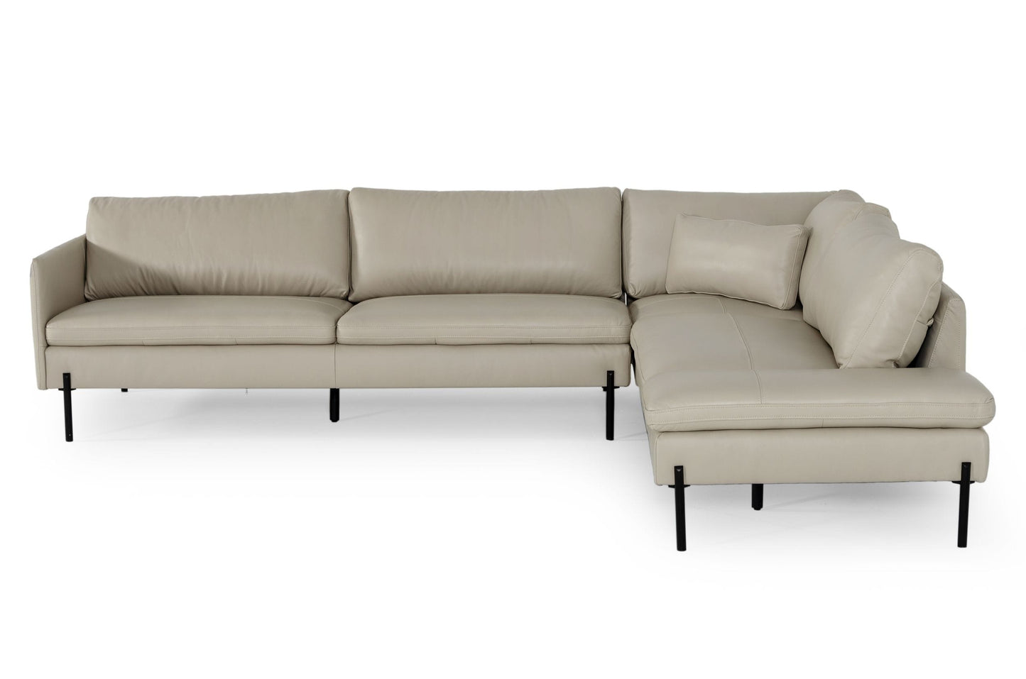 Divani Casa Sherry - Modern Grey RAF Chaise Leather Sectional Sofa | Sofas | Modishstore - 3