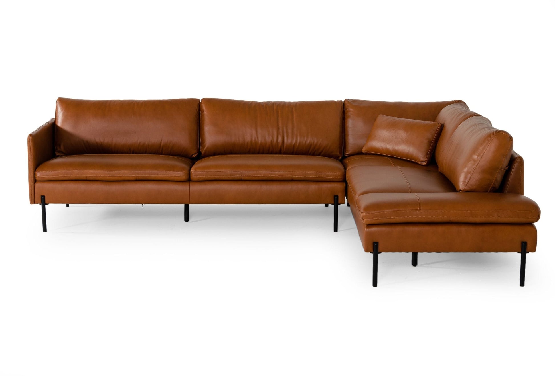 Divani Casa Sherry - Modern Cognac RAF Chaise Leather Sectional Sofa-3