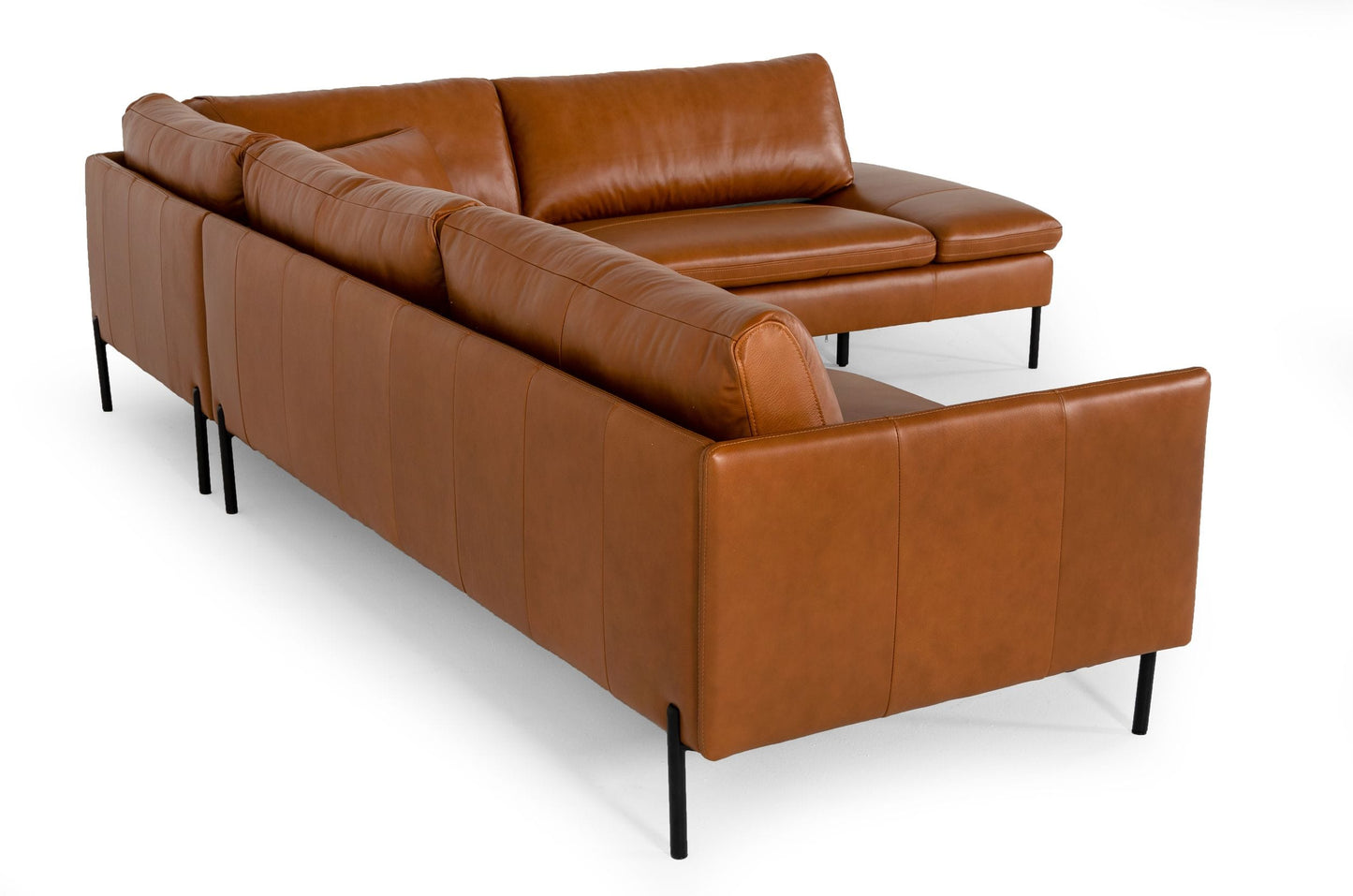 Divani Casa Sherry - Modern Cognac RAF Chaise Leather Sectional Sofa-4