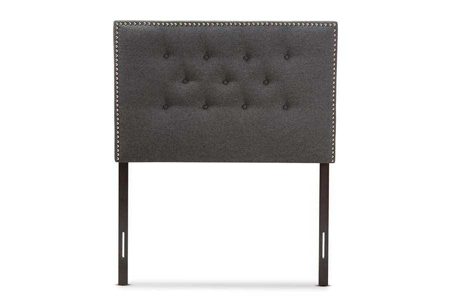 baxton studio windsor modern and contemporary dark grey fabric twin size headboard | Modish Furniture Store-2