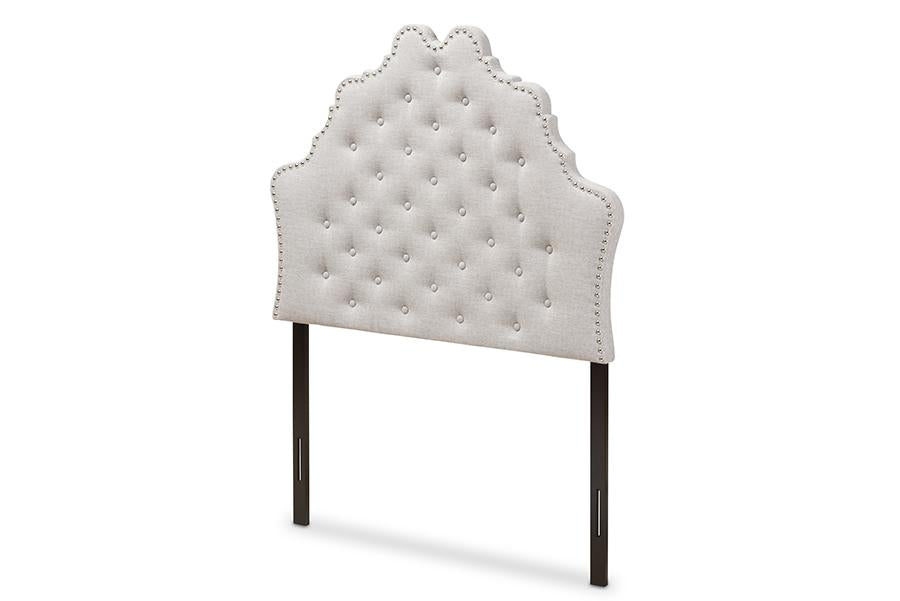 baxton studio hilda modern and contemporary greyish beige fabric twin size headboard | Modish Furniture Store-2