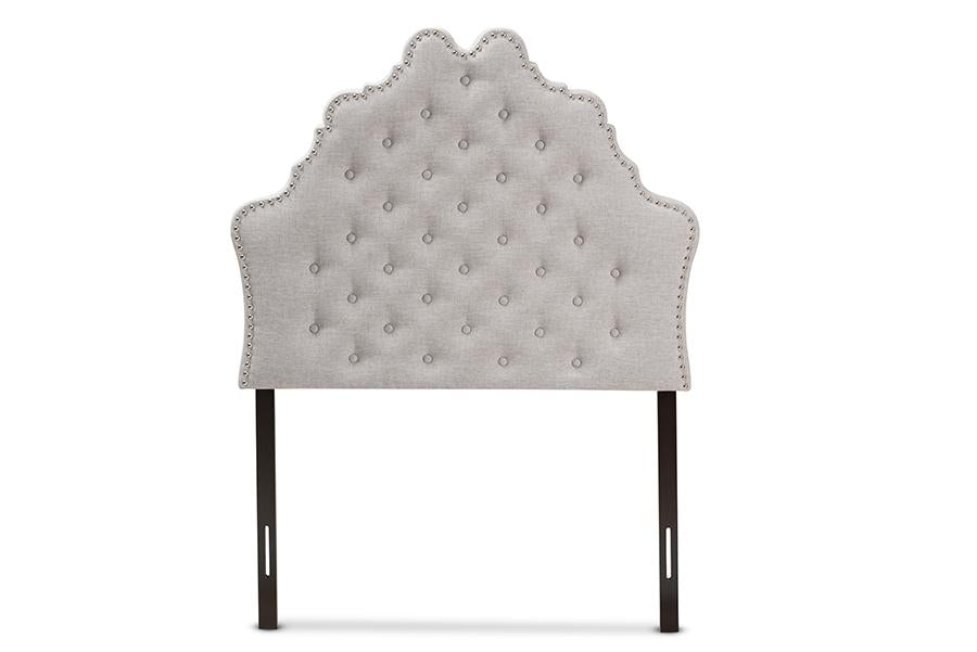 baxton studio hilda modern and contemporary greyish beige fabric twin size headboard | Modish Furniture Store-3