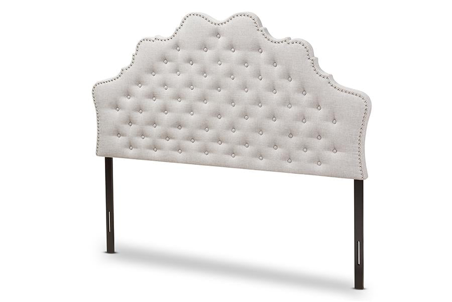 baxton studio hilda modern and contemporary greyish beige fabric full size headboard | Modish Furniture Store-2