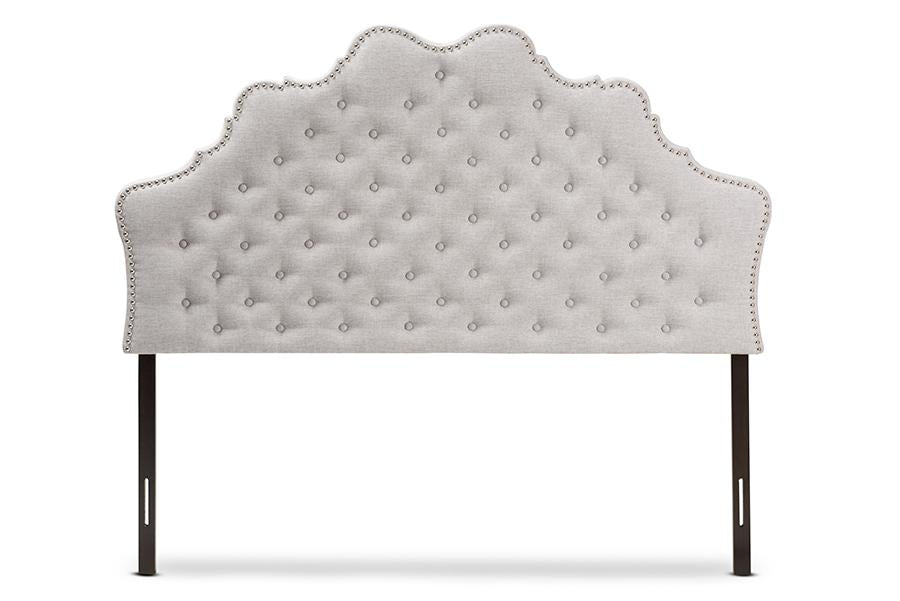 baxton studio hilda modern and contemporary greyish beige fabric full size headboard | Modish Furniture Store-3