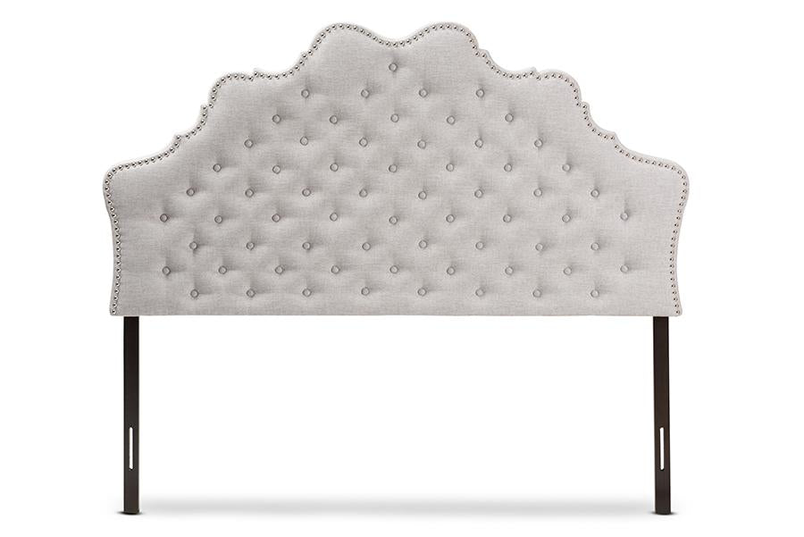 baxton studio hilda modern and contemporary greyish beige fabric king size headboard | Modish Furniture Store-3