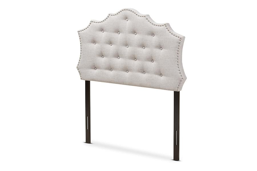 baxton studio aurora modern and contemporary greyish beige fabric twin size headboard | Modish Furniture Store-2