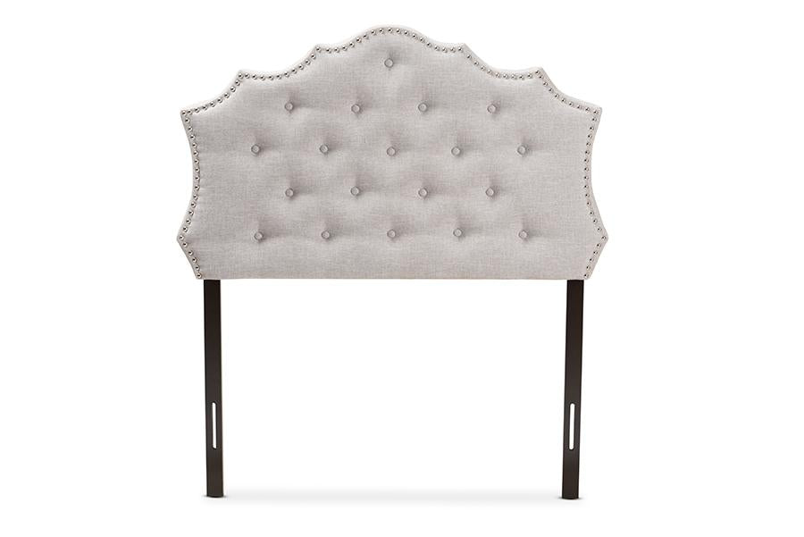 baxton studio aurora modern and contemporary greyish beige fabric twin size headboard | Modish Furniture Store-3