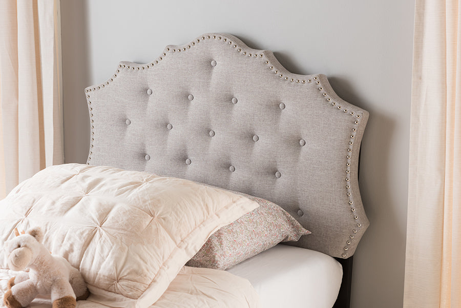 Baxton Studio Aurora Modern and Contemporary Greyish Beige Fabric Twin Size Headboard | Modishstore | Headboards