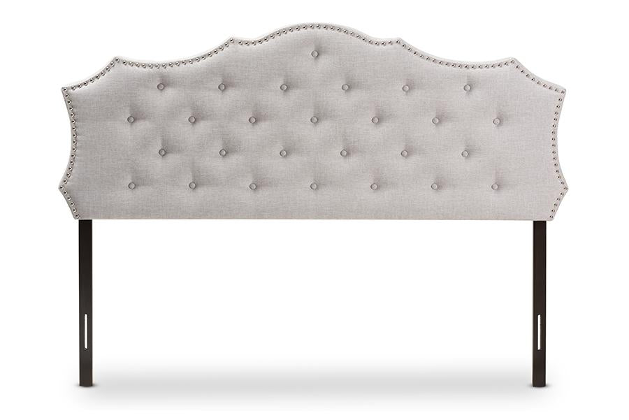 baxton studio aurora modern and contemporary greyish beige fabric full size headboard | Modish Furniture Store-3