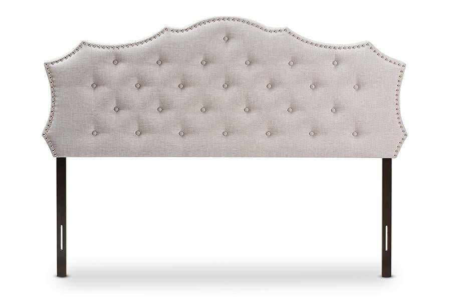 baxton studio aurora modern and contemporary greyish beige fabric king size headboard | Modish Furniture Store-3