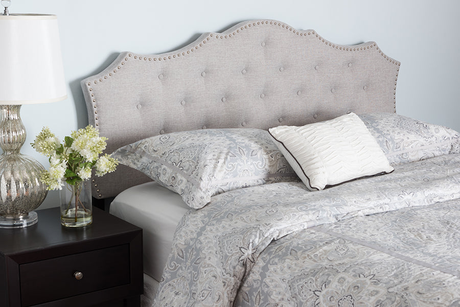 Baxton Studio Aurora Modern and Contemporary Greyish Beige Fabric King Size Headboard | Modishstore | Headboards