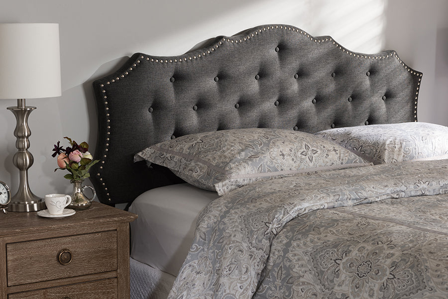 Baxton Studio Aurora Modern and Contemporary Dark Grey Fabric Queen Size Headboard | Modishstore | Headboards