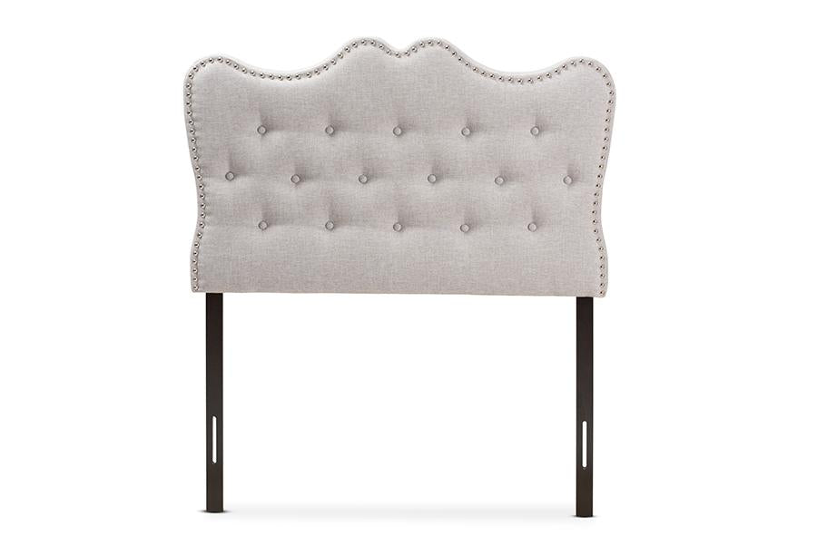 baxton studio emma modern and contemporary greyish beige fabric twin size headboard | Modish Furniture Store-3