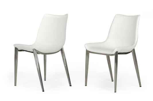 Modrest Frasier - Modern White Eco-Leather Dining Chair (Set of 2) | Modishstore | Dining Chairs