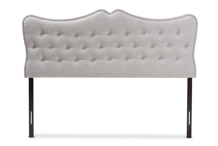 baxton studio emma modern and contemporary greyish beige fabric queen size headboard | Modish Furniture Store-2