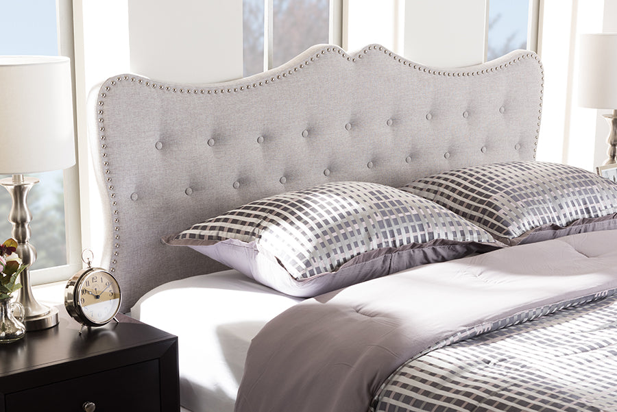 Baxton Studio Emma Modern and Contemporary Greyish Beige Fabric Queen Size Headboard | Modishstore | Headboards
