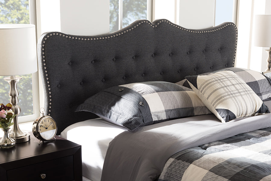 Baxton Studio Emma Modern and Contemporary Dark Grey Fabric Queen Size Headboard | Modishstore | Headboards