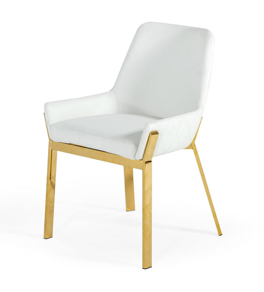 Modrest Ganon - Modern White & Gold Dining Chair | Modishstore | Dining Chairs