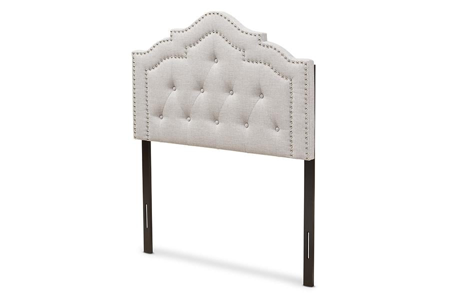 baxton studio edith modern and contemporary greyish beige fabric twin size headboard | Modish Furniture Store-2