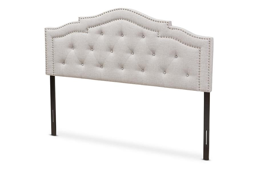 baxton studio edith modern and contemporary greyish beige fabric king size headboard | Modish Furniture Store-2
