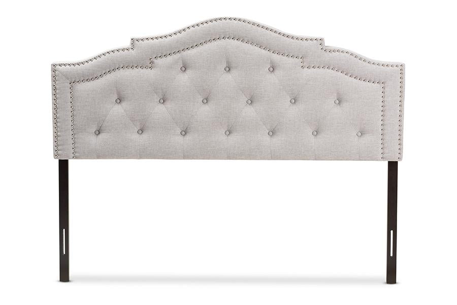 baxton studio edith modern and contemporary greyish beige fabric king size headboard | Modish Furniture Store-3
