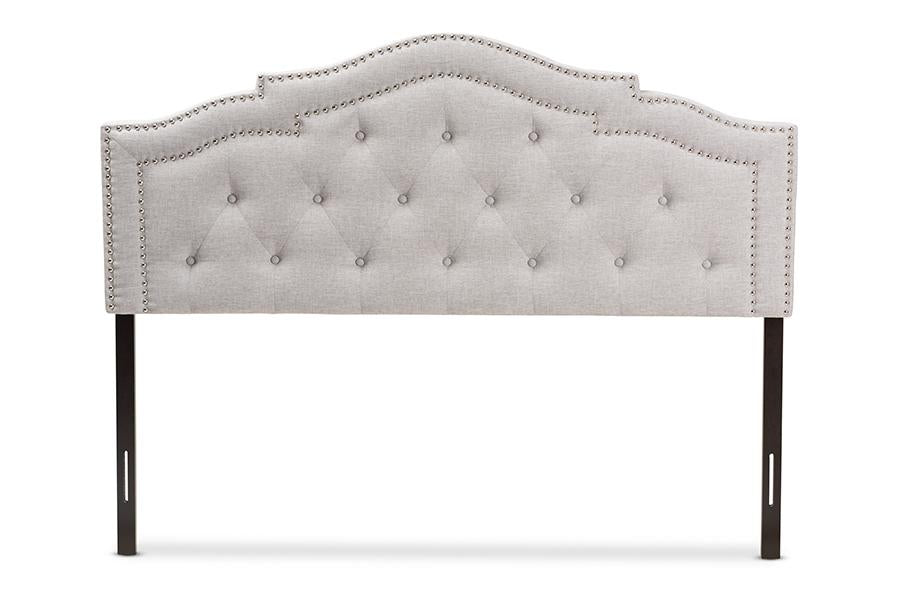 baxton studio edith modern and contemporary greyish beige fabric queen size headboard | Modish Furniture Store-2