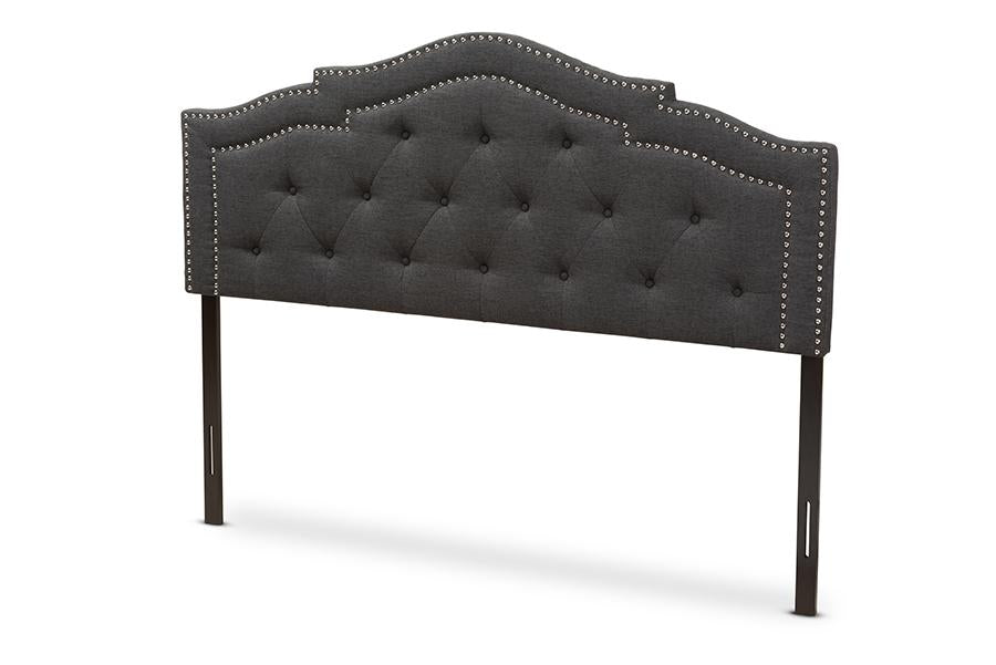 baxton studio edith modern and contemporary dark grey fabric king size headboard | Modish Furniture Store-2